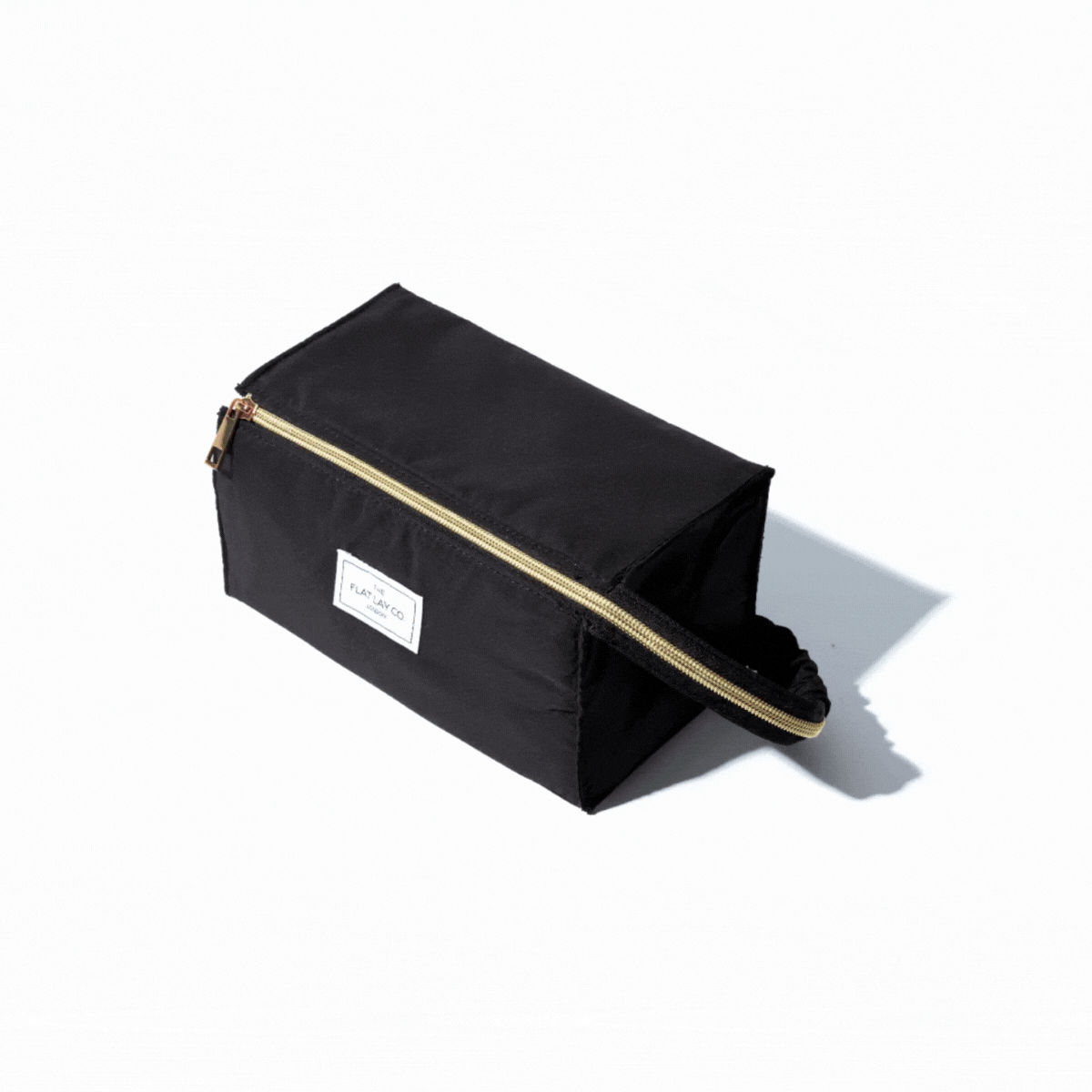 Classic Black Open Flat Makeup Box Bag and Tray