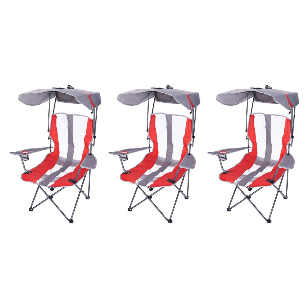 Kelsyus Premium Lawn Chair W/ Cup Holder & 50+ UPF Canopy, Red/Black, 4 Ct