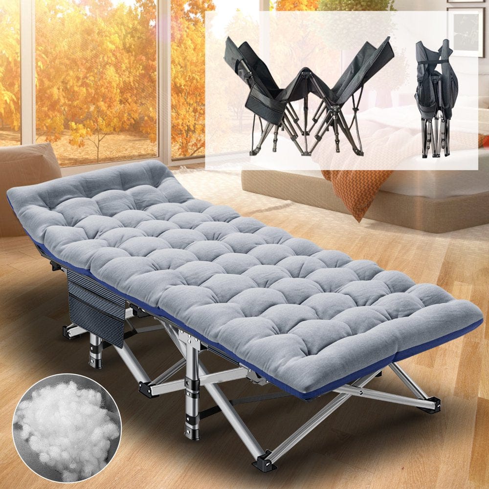 ABORON Portable Folding Sleeping Cots with Mattress & Carry Bag, 75''X28'' Folding Camping Cot, Guest Folding Bed Cot for Adults & Kids