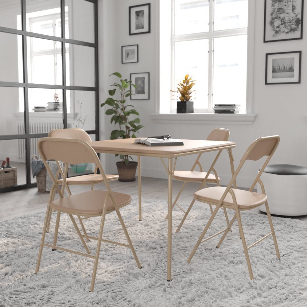 Bizchair 5 Piece Black Folding Card Table and Chair Set