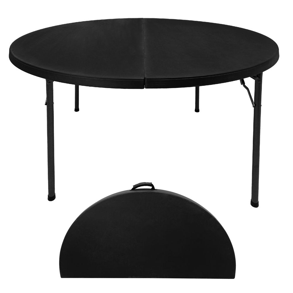 Oversized Party Folding Table – 6.5’ X 3’ – Portable Fold in Half Design - Plastic Blow Molded Table – Great for Card, Craft, Camping, Work and Hobbies – BLACK Table