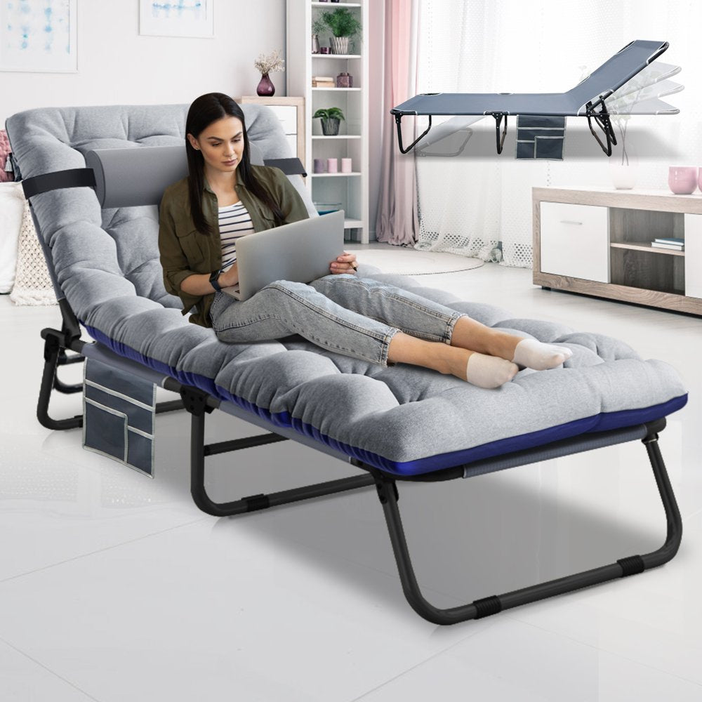 MOPHOTO Adult Camping Cot Adjustable 4-Position Folding Cot, Outdoor Patio Folding Lounge Chair for Sunbathing