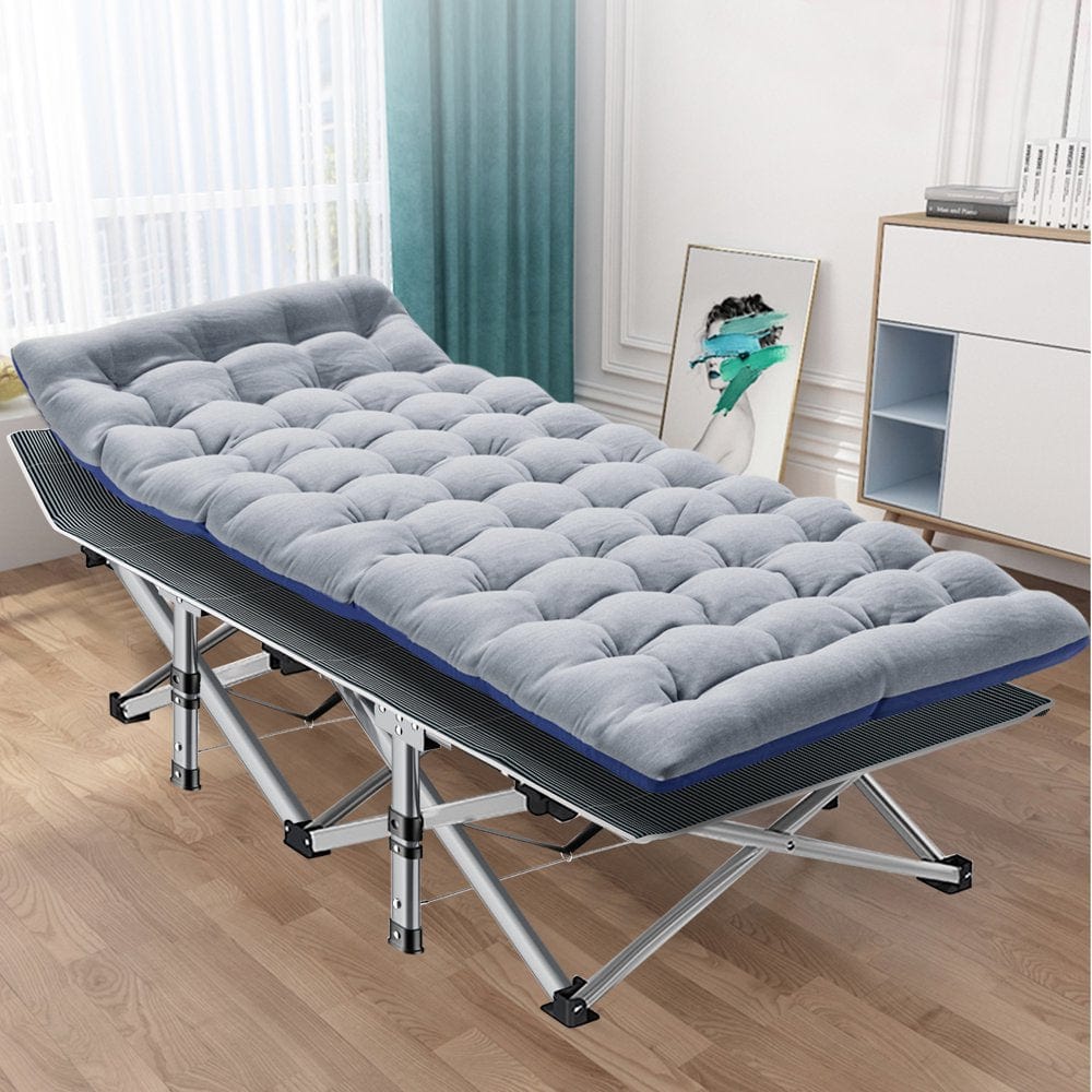 FICISOG Folding Camping Cots for Adults, 880Lbs Folding Bed with Mattress,Heavy Duty Cot for Camp Office Use,Red