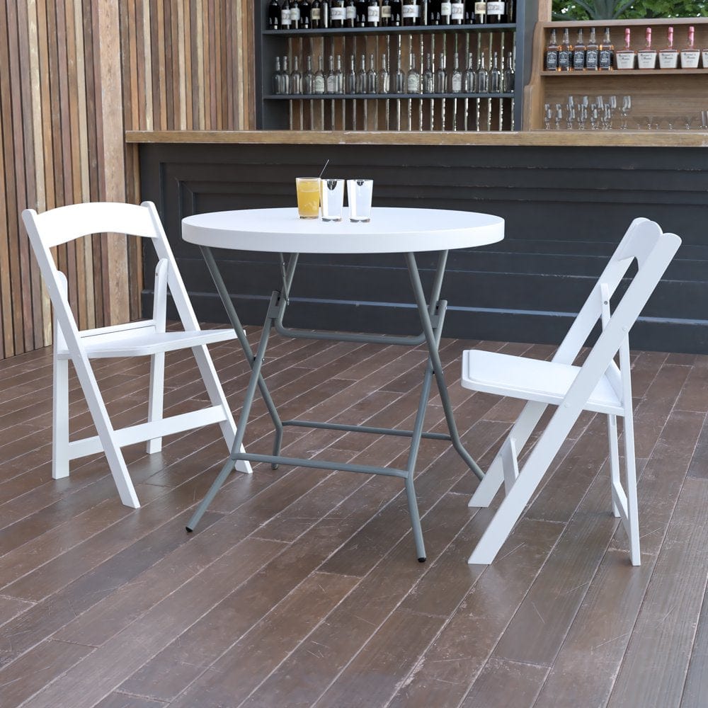 Flash Furniture 2.63-Foot round Granite White Plastic Folding Table