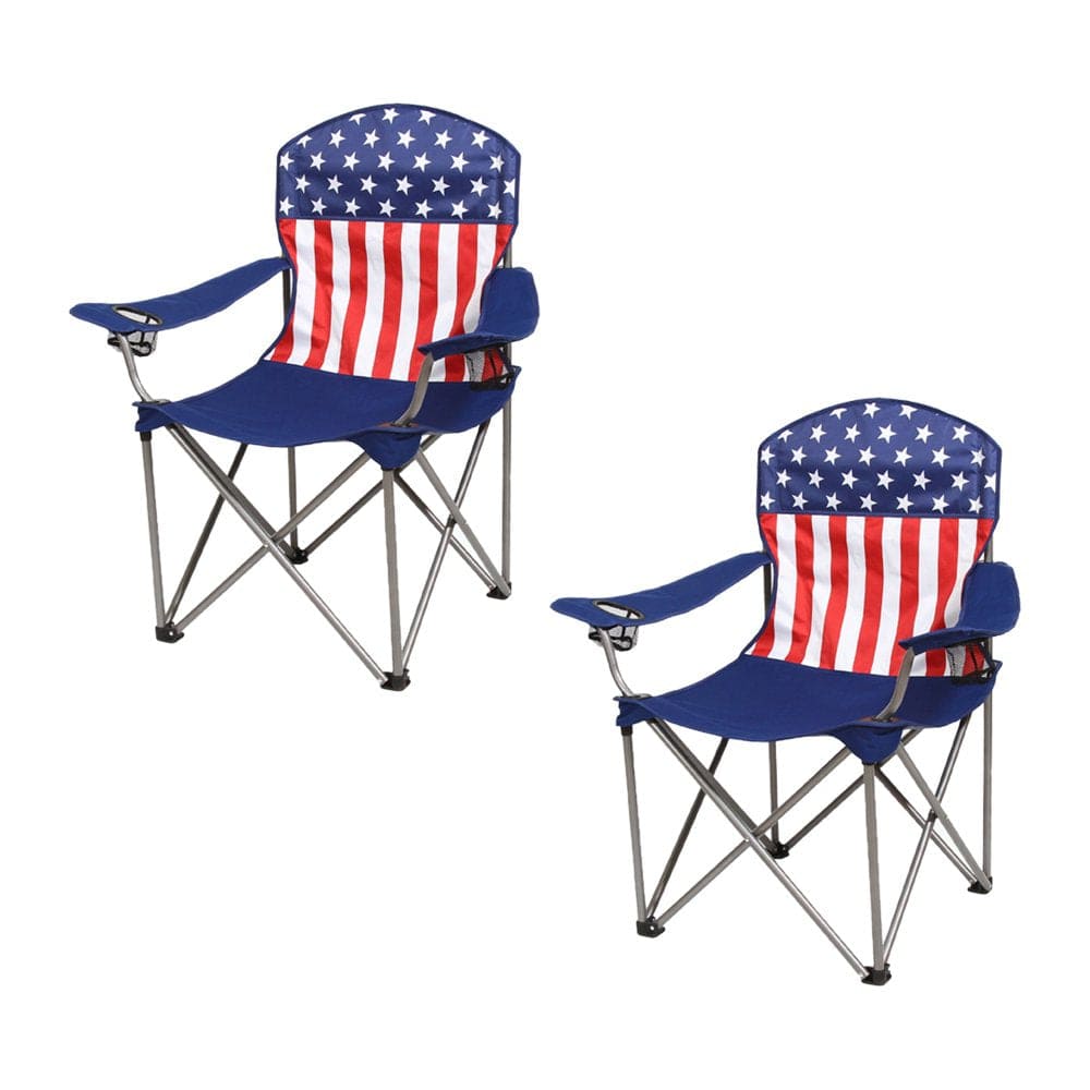 Kamp-Rite Folding Camping Beach Chair with Cupholders, USA Flag (2)