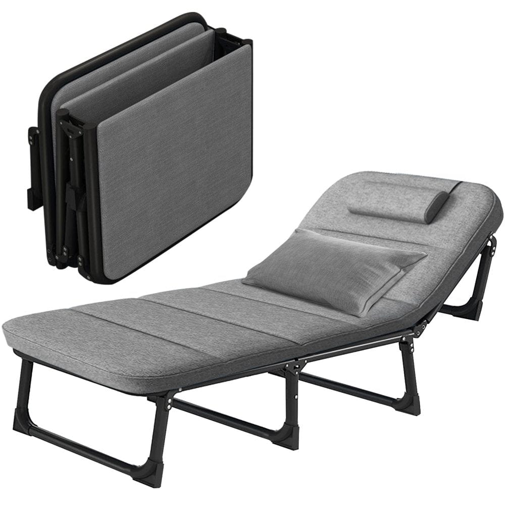MOPHOTO 75" Adult Camping Cot Folding Cot, Portable Heavy Duty Sleeping Bed, Outdoor Patio Folding Bed with Pad