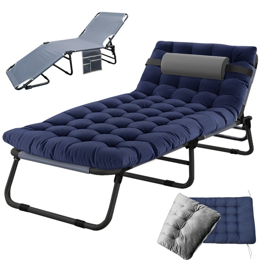 MOPHOTO 75" Adult Camping Cot Folding Cot, Portable Heavy Duty Sleeping Bed, Outdoor Patio Folding Bed with Pad
