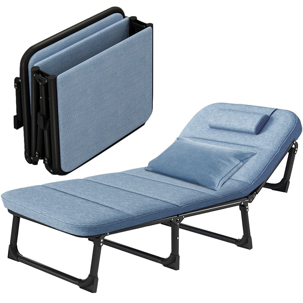 MOPHOTO 75" Adult Camping Cot Folding Cot, Portable Heavy Duty Sleeping Bed, Outdoor Patio Folding Bed with Pad