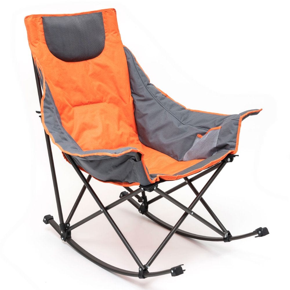 Sunnyfeel Camping Rocking Chair for Adults, Luxury Padded Recliner, Oversized Folding Rocker Lawn Chair (Blue)