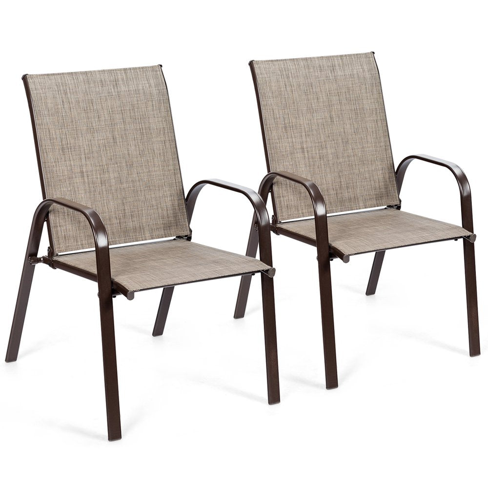 Patiojoy 2-Piece Patio Chairs Camping Garden Chairs with Armrest &Backrest Black