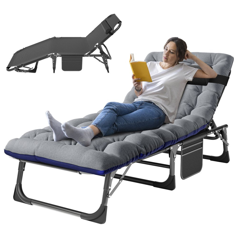 MOPHOTO Adult Camping Cot Adjustable 4-Position Folding Cot, Outdoor Patio Folding Lounge Chair for Sunbathing