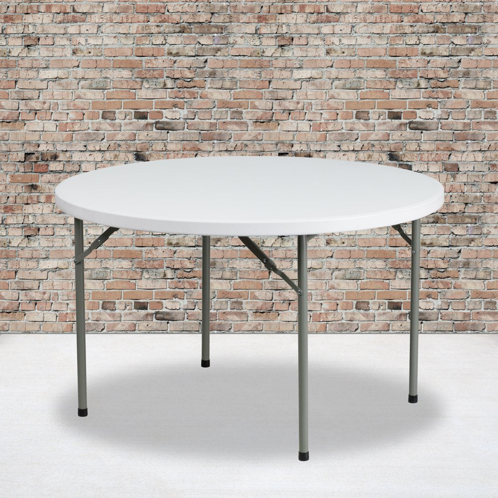 Flash Furniture 4-Foot round Granite White Plastic Folding Table