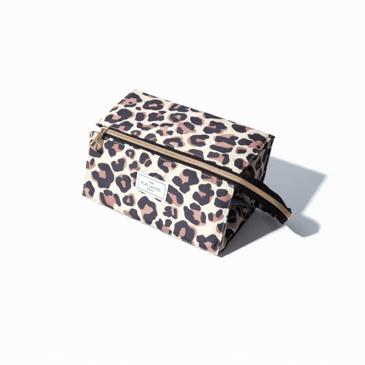 Leopard Print Open Flat Makeup Box Bag and Tray