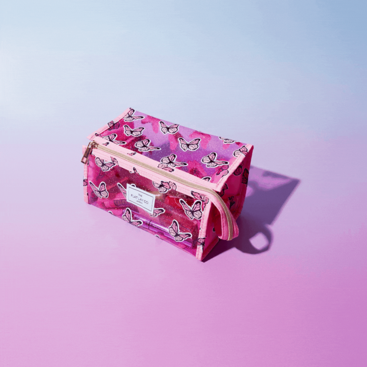 Jelly Box Bag in Pink Glitter Butterflies