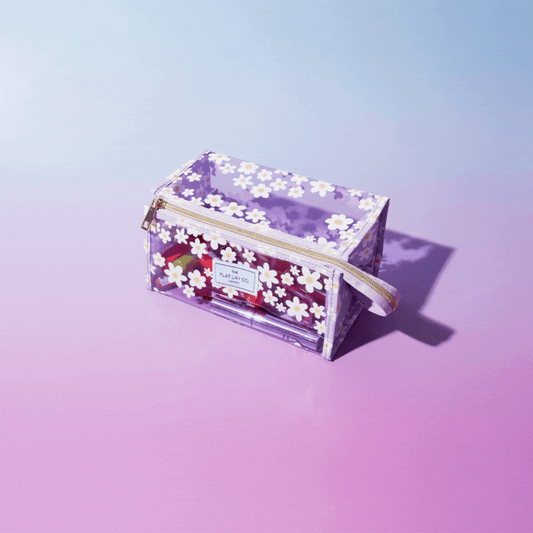Jelly Open Flat Box Bag in Lilac Daisy