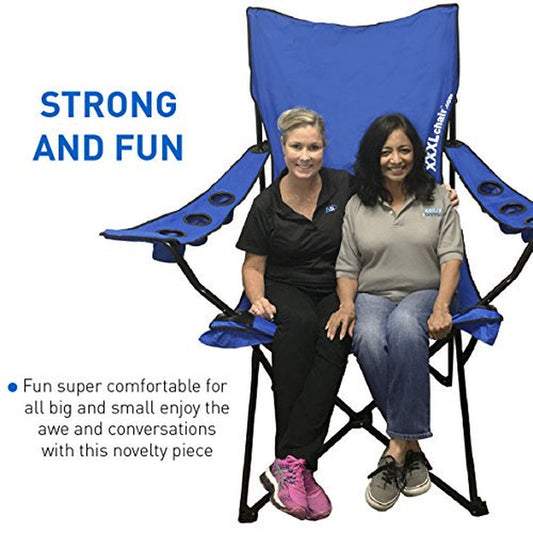Easygoproducts Giant Oversized Big Portable Folding Tailgatingcampingsports Outdoor Chair W 6 Cup Holders Folds into Carry Bag (Blue)