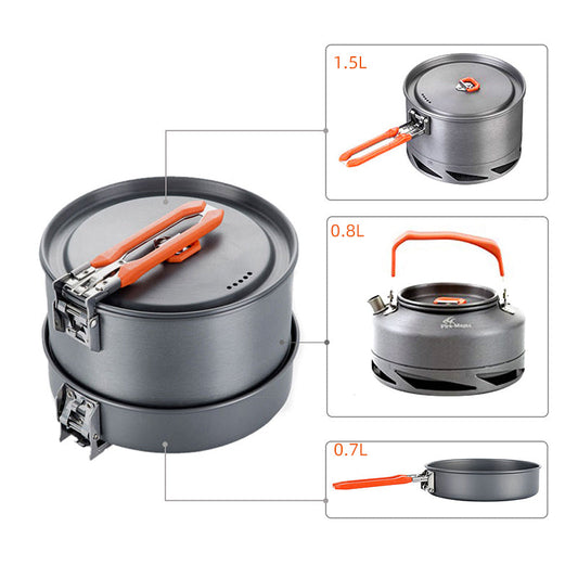 Outdoor Cookware, Portable Camping Cookware, Picnic Heat Collection Set - Blue Force Sports