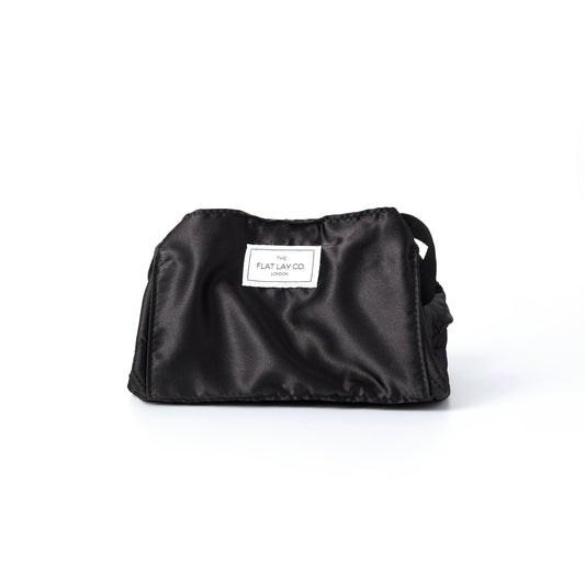 Black Satin Full Size Flat Lay Makeup Bag