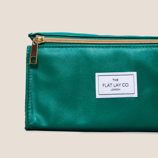 Monochrome Green Leather Open Flat Box Bag