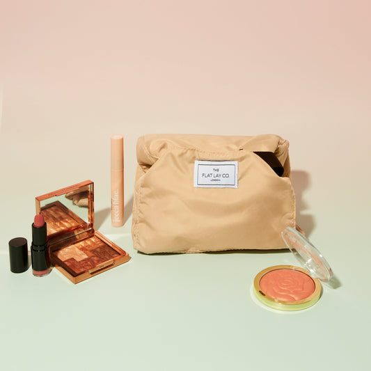 Clay Full Size Flat Lay Makeup Bag