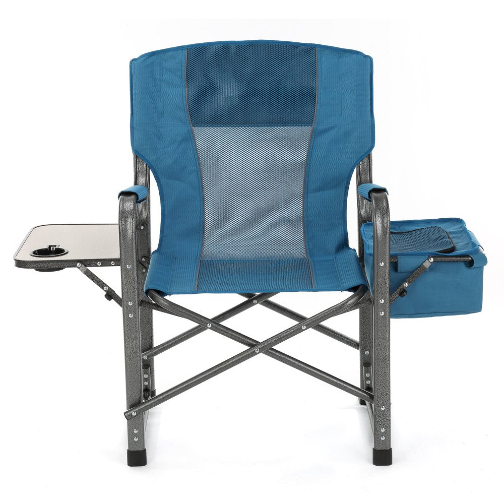 ARROWHEAD OUTDOOR Folding Director’S Chair W/Side Table & Integrated Cooler, Cup Holder, Storage Pouch, Breathable Mesh Back, Supports up to 450Lbs, Carrying Case, Steel Frame, High-Grade 900D Canvas