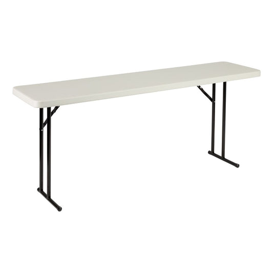 Norwood Commercial Furniture 6 Ft Multipurpose Indoor Outdoor Heavy Duty Portable Blow-Molded Plastic Folding Training Seminar Table (18" W X 72" L) Gray