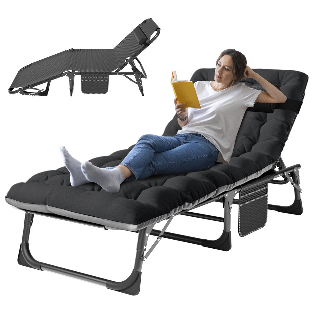 MOPHOTO Adult Camping Cot Adjustable 4-Position Folding Cot, Outdoor Patio Folding Lounge Chair for Sunbathing