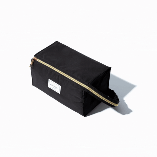 Classic Black Open Flat Makeup Box Bag and Tray