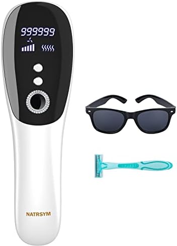 IPL Laser Hair Removal Device for Women,NATRSYM Painless Permanent Facial Upper Lip Bikini Line Armpits Back Legs Arms Face Body Lazer System 999,999 Flashes, Corded (White)