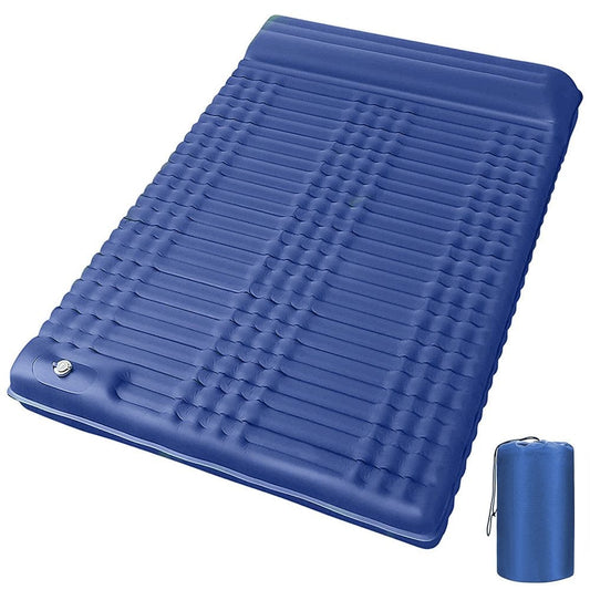 4'' Thick Inflatable Double Sleeping Pad with Pillow and Built-In Pump Lightweight Waterproof Sleeping Mat Air Mattress for Camping Car Traveling Hiking Backpacking