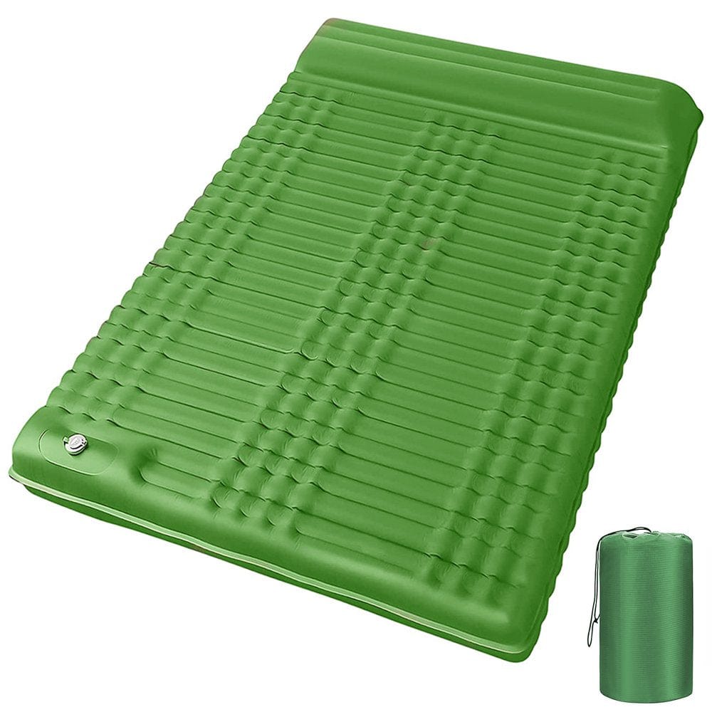 4'' Thick Inflatable Double Sleeping Pad with Pillow and Built-In Pump Lightweight Waterproof Sleeping Mat Air Mattress for Camping Car Traveling Hiking Backpacking