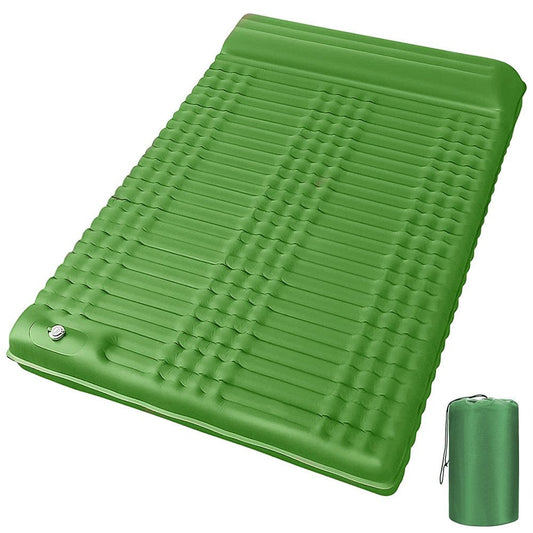 4'' Thick Inflatable Double Sleeping Pad with Pillow and Built-In Pump Lightweight Waterproof Sleeping Mat Air Mattress for Camping Car Traveling Hiking Backpacking