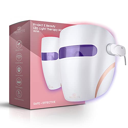 LED Light Therapy Mask by Project E Beauty | FDA-Cleared | Infrared, Red & Blue Light Therapy | Collagen Boost | Anti-Wrinkle & Anti-Acne | Wireless Face Mask | Advanced Skincare | All Skin Types