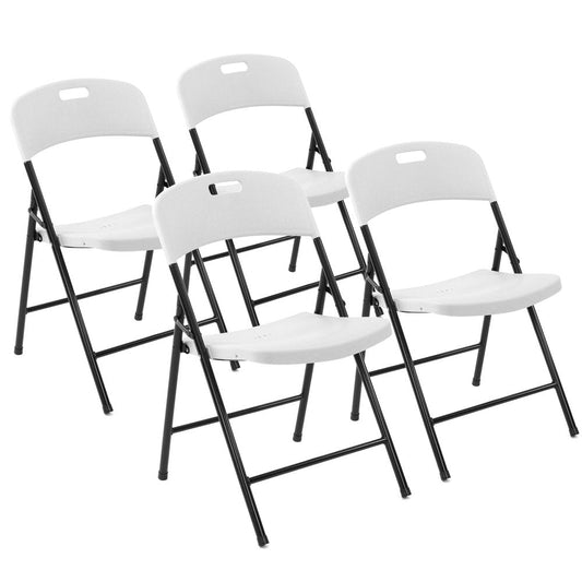 CREATIVE OUTDOOR Portable Stainless Steel Folding Chairs for Indoor & Outdoor Use, Set of 4, White