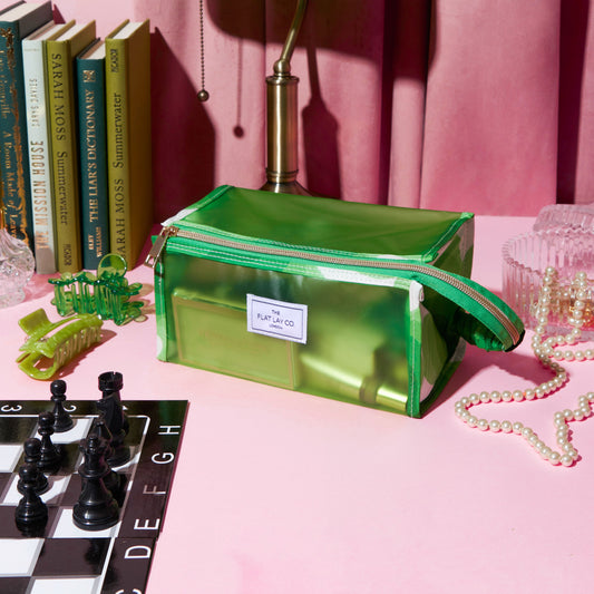 Vibey Green Open Flat Frosted Jelly Box Bag