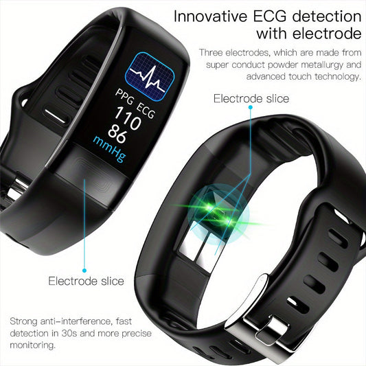Multifunctional Health & Fitness Tracker: Blood Pressure, Blood Glucose, ECG, Heart Rate, BT, SPO2 & More!