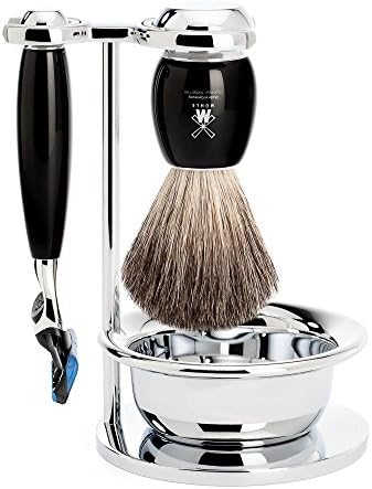 MÜHLE VIVO Black 4-Piece Pure Badger 5-Blade Razor Shaving Set