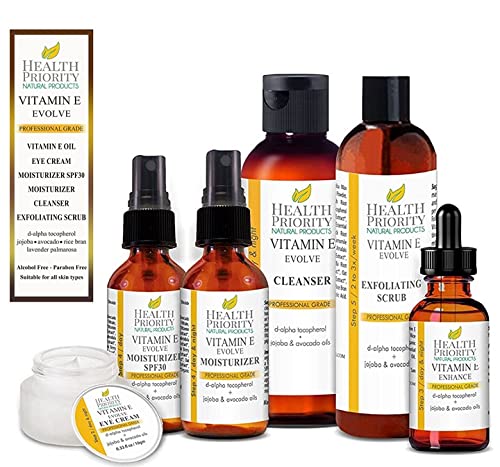Organic Vitamin E Oil Entire Skincare System - Small Batch, Hand Made in South Carolina Using Sunflower Oil. Nourish Your Face and Repair Damaged Skin Naturally. (Unscented)
