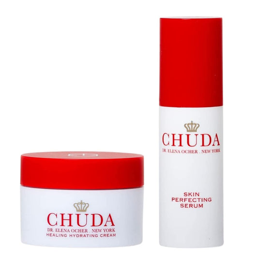 Chuda Healing Hydrating Cream Daily Face Moisturizer for Dry, Sensitive Skin �?Facial Cream for Wrinkles, 30ml & Skin Perfecting Serum �?Skin Renewal Serum with Alpha Hydroxy Acid (AHA) - 30ml - GIFT SET