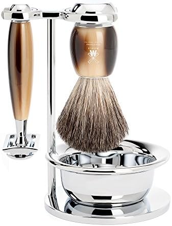 MÜHLE VIVO 4-piece Pure Badger Modern Safety Razor Luxury Wet Shaving Set - Perfect for Every Day Use, Barbershop Quality Close Smooth Shave