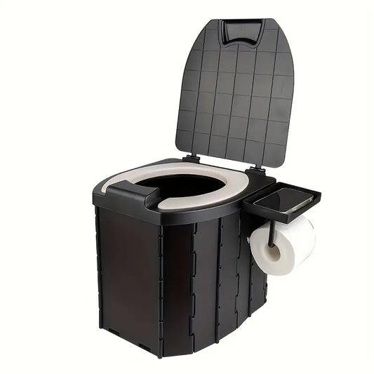NNETM Portable Folding Toilet with PU Seat Cushion - Ideal for RV, Car, Camping