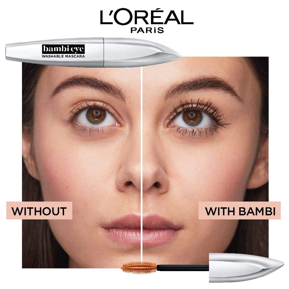 L��Or��al Paris Cosmetics Bambi Eye Washable Mascara, Lasting Volume, Black Brown, 0.28 fl. oz.