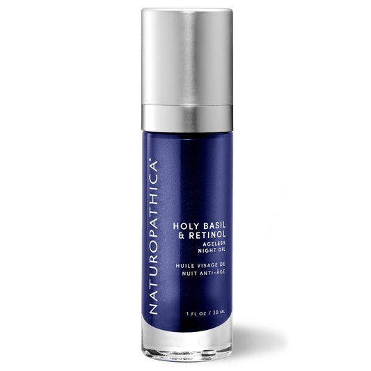 Naturopathica Holy Basil & Retinol Ageless Night Oil, Daily Nighttime Facial Serum & Wrinkle Remedy for All Skin Types & Mature Skin, 1 fl oz (30 ml)