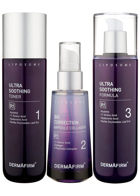 DERMAFIRM R4 Ultra Soothing Toner, Bio Correction Ampoule Collage, and Ultra Soothing Formula
