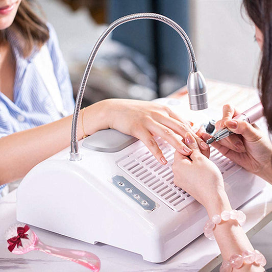 Nail Dust Collector Vacuum Multifunction Nail Art Machine Includes 40W Nail Dust Suction, 30000PRM Nail Drill with Bits and Sanding Bands, 48W/96W UV LED Nail Lamp, 6W Table Light, Hand Cushion