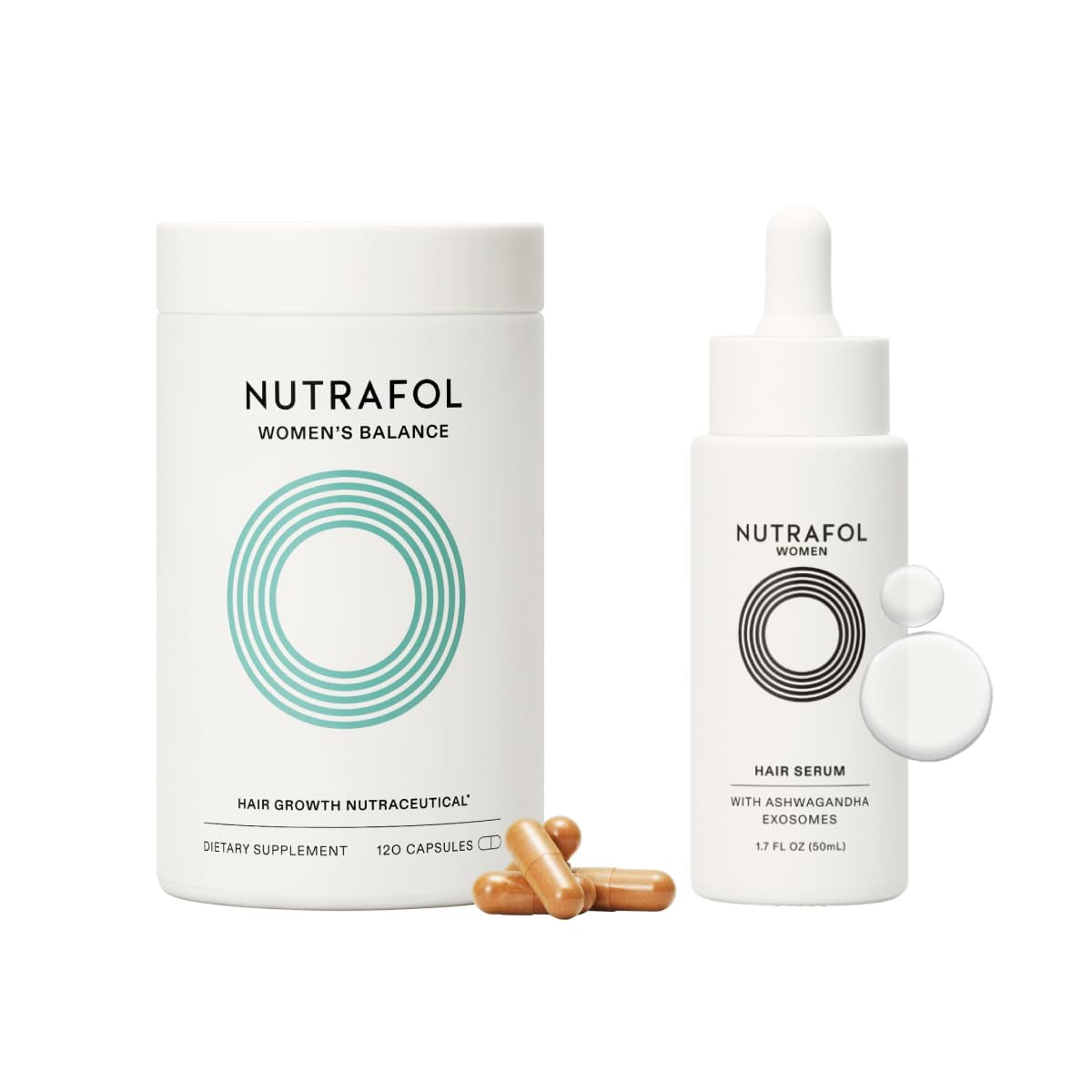 Nutrafol Women's Balance Hair Growth Supplement and Hair Serum, Ages 45 and Up, Clinically Tested for Visibly Thicker and Stronger Hair - 1 month supply, 1.7 Fl Oz Bottle