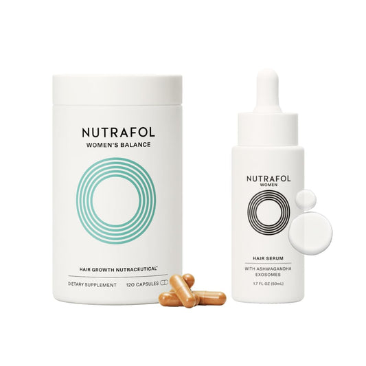 Nutrafol Women's Balance Hair Growth Supplement and Hair Serum, Ages 45 and Up, Clinically Tested for Visibly Thicker and Stronger Hair - 1 month supply, 1.7 Fl Oz Bottle