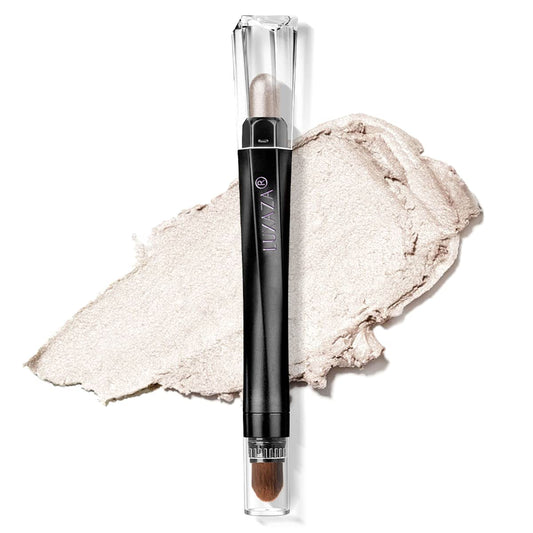 Cream Single Eyeshadow Stick with Blending Brush, Hypoallergenic Eye Shadow Stick Makeup, Pro Waterproof &amp; Long Lasting Eye Brightener Stick, Eyeshadow Pencil Crayon Shimmer #19