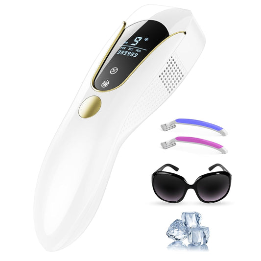 Laser Hair Removal with Ice Cooling Care for Women and Men, 3-IN-1 Functions IPL Hair Removal for Nearly Painless & Permanent Result, 9 Levels, 3 Modes, 999900 Flashes Hair Removal Device