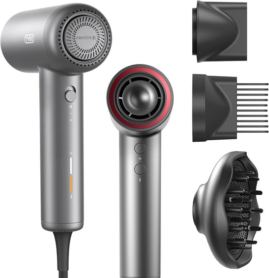 TYMO Hair Dryer with Adjustable Diffuser - High-Speed Ionic Blow Dryer, Fast Drying & Zero Damage, Low-Noise Hairdryer, 3 Speeds & 4 Temps with Cool-Shot for Professional Styling at Home/Salon